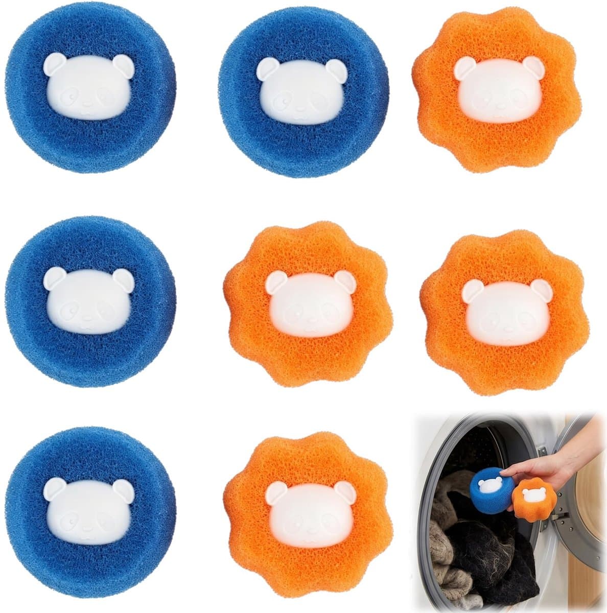 Elzusha - Set van 8 Herbruikbare Anti-Haar Ballen voor Wasmachine — afbeelding 1