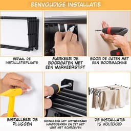 Kavo Wanddroogrek – Ophangbaar Wasrek voor Kleding – RuimtebeKavoarend - Zwart - 42cm x 13cm x 12cm — thumbnail 4