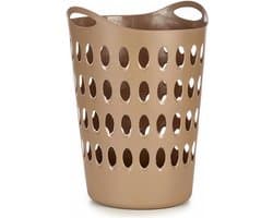 Kunststof mand voor wasgoed, 50 liter, met handgrepen, wasmand (beige)