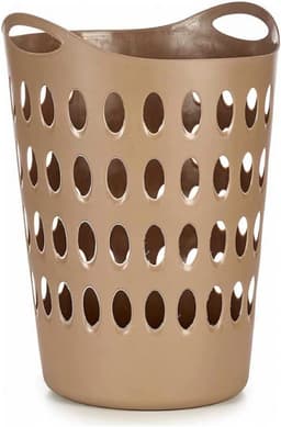 Kunststof mand voor wasgoed, 50 liter, met handgrepen, wasmand (beige) — thumbnail 1