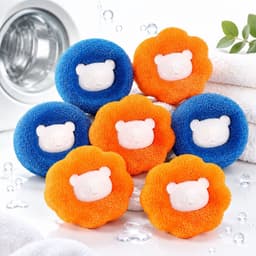 VHV - Drogerballen 8 stuks - Berenpatroon - Blauw - Oranje - Haarvanger Wasbollen - Anti Haar Droogballen - Wasballen Pluizenverwijderaar Huisdieren Wasmachine Pluis Wasbol — thumbnail 1