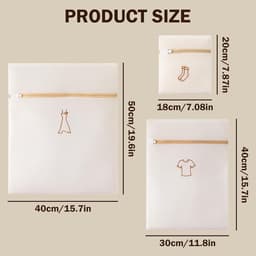 Set van 3 Wasnetten voor de Wasmachine, Dikke Waszak met Rits, Bescherming voor Delicate Kleding, Antideformatie, Ideaal voor Ondergoed en Kledingstukken — thumbnail 5