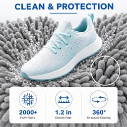 Dikke schoenwaszak, verpakking van 2 stuks, met netvak aan de buitenkant, herbruikbare waszak voor wasmachine en droger, 360° pluche reiniging, beschermhoes voor sneakers, gymschoenen, ideaal — thumbnail 2