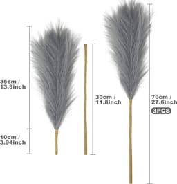3 stks Kunstmatige Pampas Gras Stengels 70 cm/27 "Fake Fluffy Gedroogde Pampas Gras Takken Stengels Planten Boeket Vaas Vuller, voor Bruiloft Keuken Woonkamer Slaapkamer Esthetische Bohemian Home Decor — thumbnail 3