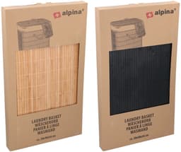 alpina Wasmand met Deksel - 30x40x56 cm - Gemaakt van Hout - Kleur Bruin en Zwart - Met Handgrepen - Ruimtebesparend Ontwerp - Compact en Praktisch voor Elke Ruimte — thumbnail 2