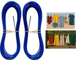 Waslijn 2 mm extra sterk met stalen kern en pvc-ommanteling, perfect voor huis, tuin, camping (blauw, 2000 cm, cm)