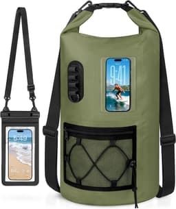 Dry Bag Rugzak 20L/30L, Waterdichte Zakken met Telefoon Dry Bag, Drijvende Strandtas Natte Zakken voor Zwemmen, Camping, Varen, Kajakken, Vissen, Olijfgroen, 30 L, Droge Zak — thumbnail 1