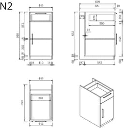 Wasophoogte® Wasmachine Kast Helsinki - Wasmachine verhoger - Wasmachine ombouw - 700(D)*2030(B)*2110(H) mm - Zwart — thumbnail 3