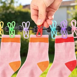 12 kleurrijke antislip haringen elastische reiswaslijn, intrekbare waslijn zonder boor voor camping, caravan, balkon, binnen, buiten, drogen, wasreizen, studentenslaapzaal — thumbnail 4