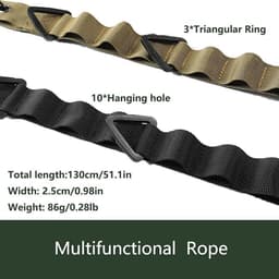 2 stuks - draagbare kampeerlanyard - Multifunctionele buitenlanyard - Waslijn - Luifelhangtouw - Eenvoudige opberging - Zwart en kaki - Lengte 130 cm - Perfect voor kamperen, wandelen, reizen en picknicks — thumbnail 5