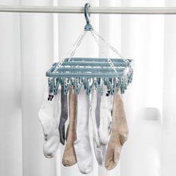 Ynkkvre-Opvouwbare Drooghanger met 32 Klemmen – Wasrek voor sokken, ondergoed, babykleding en handdoeken – Kunststof — thumbnail 5