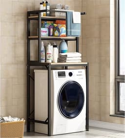 Wasmachine Rek - 3 laags - Kast - Ombouw - Robuust - Vocthbestendig - 69 x 60 x 177 cm - Zwart — thumbnail 3