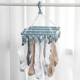 Droogrek voor Kleding - Opvouwbaar Sokkenrek met Klembordjes - Ruimtebesparend Droogstation voor T-shirts, Ondergoed en Socken - Stabiel en Draagbaar - Blauw — thumbnail 5