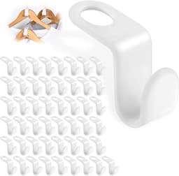 50 ruimtebesparende hangerhaken, kunststof hangerhaken, hangerverbindingshaken voor stropdassenrek en garderobekastorganizer (wit) — thumbnail 1
