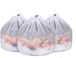 Waszak - 3 Stuks - Grote waszak - Waszakken groot - Polyester - Met trekkoord - Express cleaning - Duurzame wasmandvoering - Voor studentenhuizen, wasserettes en appartementen - 40x50cm - Wit — thumbnail 1