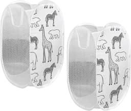 2 stuks pop-up wasmand, opvouwbare wasmand, opvouwbare wasmand, wasmand met handvat, wasmand van mesh, opbergmand voor kinderkamer, camping, reizen, 30 x 30 x 48 cm, wit — thumbnail 1