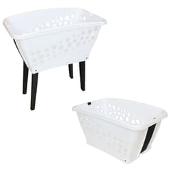 Alpfa – Wasmand – Wasmand Op Poten – Met Inklapbare Poten – Kunststof – Wit – 52 Liter – 69x40x33 — thumbnail 1