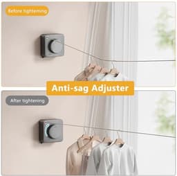 Intrekbare waslijn met doorhangbescherming - 4,8 m uittrekbaar voor wandmontage — thumbnail 5