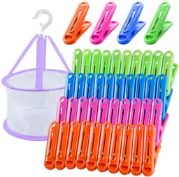 Ibenzoa® 48-delige set kleurrijke wasknijpers met mand voor veelzijdig gebruik — thumbnail 1