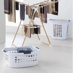 5Five Wasmand met deksel - extra groot - antraciet - kunststof - 63 liter - 53 x 38 x 60 cm - open structuur — thumbnail 3