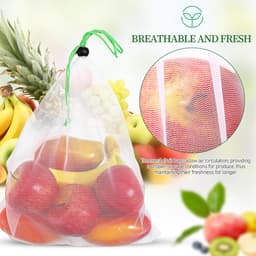 Generic 6 Stuks opbergzakken van mesh fruitgaaszakken uientas Opslagtas herbruikbare voedselbewaarzakken groentetassen Aardappelopslagtas aardappelzakken White — thumbnail 5