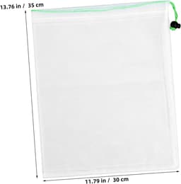 Herbruikbare Mesh Groentenzakken - Netzakken Fruit en Groente - Verse Opslag - Ademend Polyester Net - 35x30cm - Wit — thumbnail 5