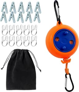 Draagbare Waslijn - Reis Waslijn - Kleding Drogen - Intrekbaar Ontwerp - 9.8 Meter - Oranje — thumbnail 1