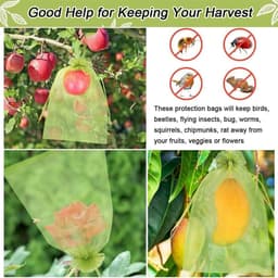 Fruitnetzakken - Beschermzakken Insectennet - Fruit Beschermen - Met Trekkoord - 15 x 20 cm - Groen — thumbnail 4