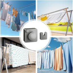 Intrekbare Waslijnen - Uittrekbare Waslijnen - Kleding Drogen - Geen Boren - 48 Meter - Grijs — thumbnail 4