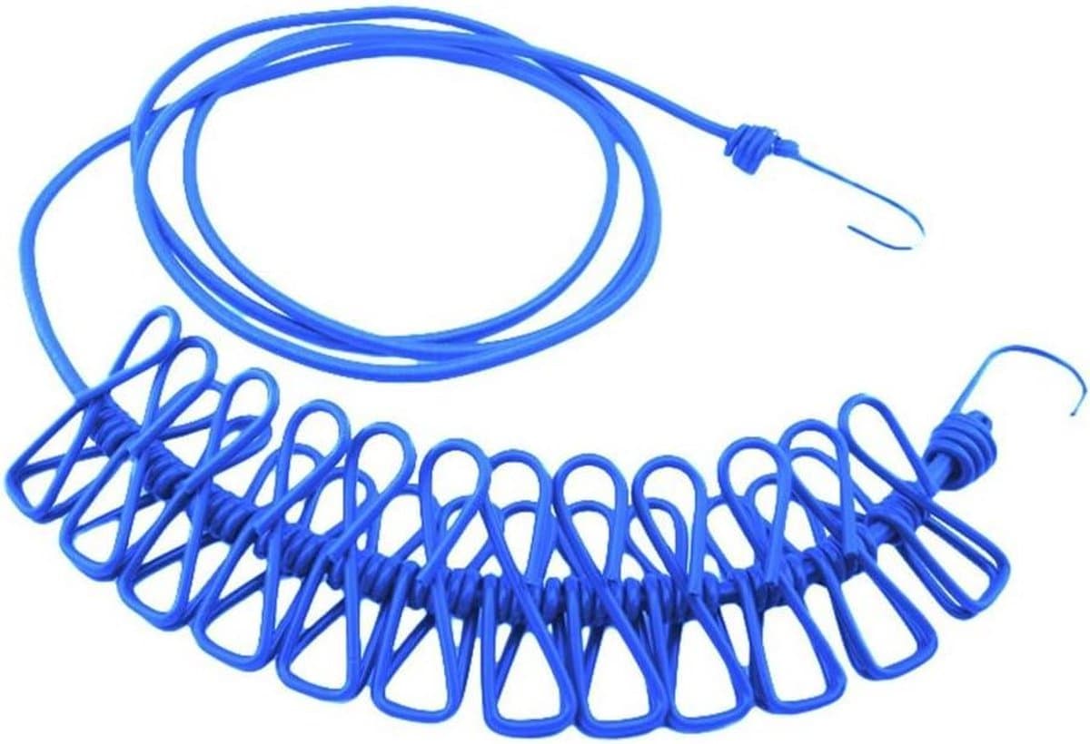Reis Kledinglijn - Draagbaar Wasrek - Kleding Drogen - Elastisch Verstelbaar - 3 Meter - Blauw — afbeelding 1