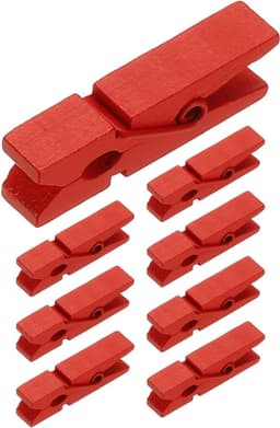 PATIKIL 0,7 x 3,5 cm wasknijpers, hout, klemmen, 50 stuks, kleurrijke houten knijpers met sterke greep, fotoclips voor het ophangen van foto's, kleding, foto's, decoratief knutselwerk, rood — thumbnail 1