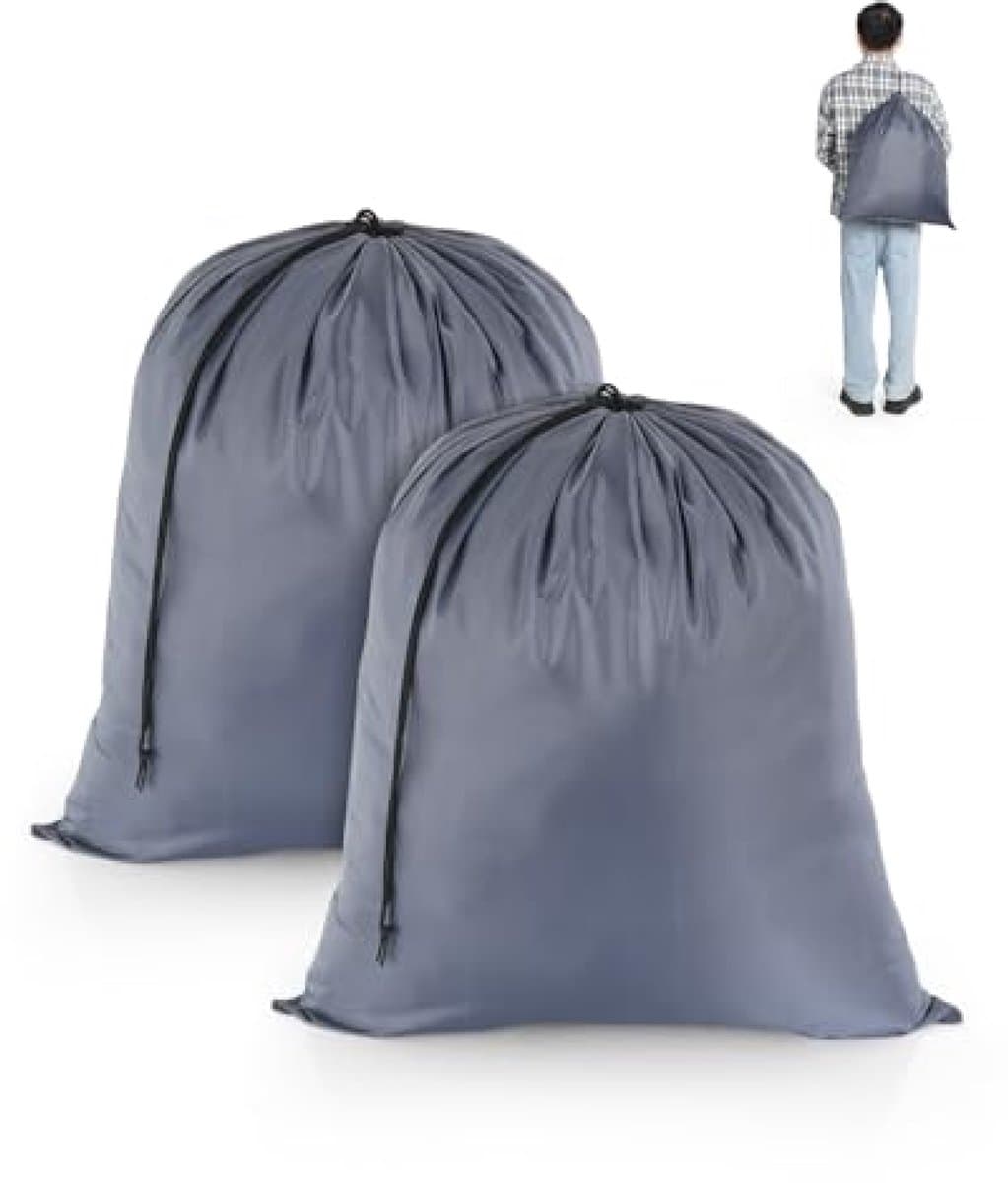 Set van 2 opvouwbare waszakken - Duurzame opbergtas voor vuile was - Grijs, 50x60 cm — afbeelding 1