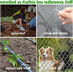 Set van 20 gegalvaniseerde grondankers van 200 x 25 x 4 mm, ideaal voor tuin, tenten en onkruiddoek, stevige bevestiging voor schuttingen en tuinprojecten — thumbnail 5