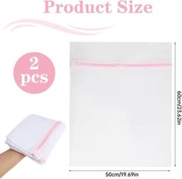 Set van 2 waszakken voor de wasmachine 50 x 60 cm - Premium kwaliteit - Bescherming tegen vervorming - Verborgen ritssluiting — thumbnail 5