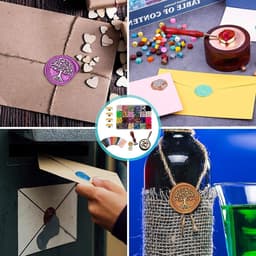 635 Stuks 24 Kleuren Lijmwas Set met Octagonale Wasbolletjes en Levensboom Stempel voor Brieven en Uitnodigingen — thumbnail 3