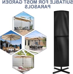 Beschermhoes voor Tuinparasol met Rits, Waterdicht en Windproof, UV-Bescherming, 220 x 50 x 50 cm, Ideaal voor Buitengebruik — thumbnail 2