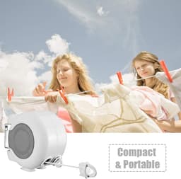 Intrekbare Waslijn - Dubbele Lijnen - Kleding Drogen - Ruimtebesparend Ontwerp - 30 Meter Touw - Wit — thumbnail 2