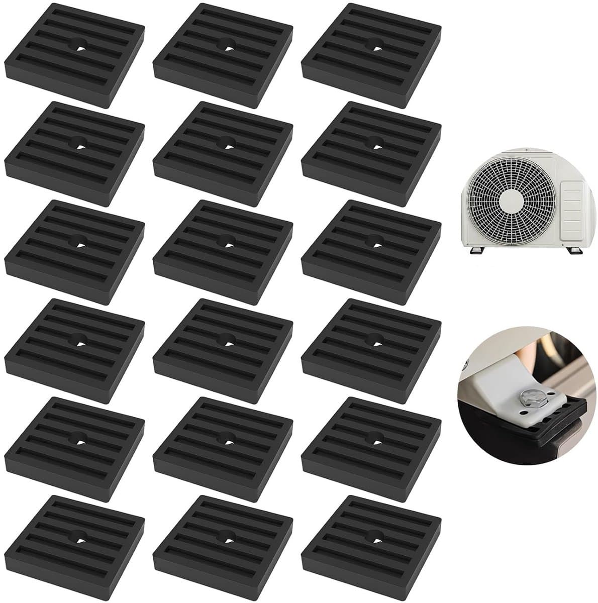Rubberen Dempers - Trillingsdempers Airco - Geluidsreductie Buitenunit - Slijtvast Anti-Vibratie - 16 Stuks - Zwart — afbeelding 1