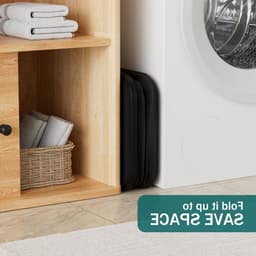 Grote wasmand met deksel van 100 liter, smalle wasverzamelaar, opvouwbare was-sorter met handvat, zwart — thumbnail 2