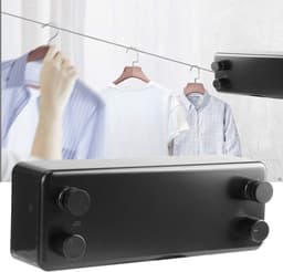 Intrekbare Waslijn - Wand Waslijn - Kleding Drogen - Sterk Draagvermogen - 4 Meter Touw - Zwart — thumbnail 4