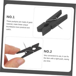 Houten Pushpins Clips - Decoratieve Spelden - Ambachtelijke Projecten - Veelzijdig Bevestigingsmiddel - 50 Stuks - Zwart — thumbnail 2
