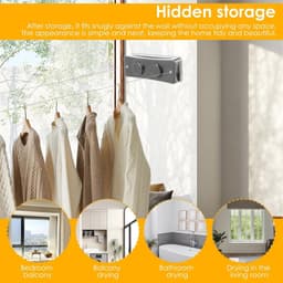 Uittrekbare Waslijn - Dubbele Kabel Waslijn - Kleding Drogen - Doorhangbestendig Ontwerp - 51 meter - Donkergrijs — thumbnail 3