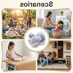 Waszakken set van 3, wasnetten voor wasmachine, beschermt kleding tegen vervorming, vouwen en slijtage, 30 x 40, 40 x 50, 50 x 60 cm — thumbnail 3