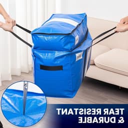 Dubbele Laag Verhuiszakken Extra Groot met Sterke Handvatten en Ritsen - Verhuisbenodigdheden, Kledingopslag, Waszakken (Blauw, 4 Stuks) — thumbnail 5