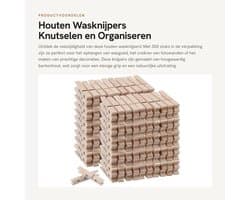Dailygoods- Houten Wasknijpers 300 Stuks - Berkenhout - 7,2 cm - Knijpers voor Knutselen - Decoraties - Hoge Kwaliteit