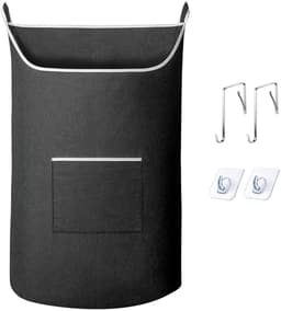 carmdering - Deur Hangende Wasmand - Extra Grote Wasopberger - 600D Oxford Stof Mand - Grote Opening Ontwerp - Onderste Rits Systeem - Waterdicht 600D Materiaal - Scheurvast En Duurzaam - Bespaart Ruimte En Houdt Kamer Netjes - 1 Stuk - Zwart — thumbnail 1