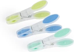 Wasknijpers - Kledingclips Haringen - Wasgoed Ophangen - Veilige Rubberen Grip - 24 stuks - Blauw en wit — thumbnail 2