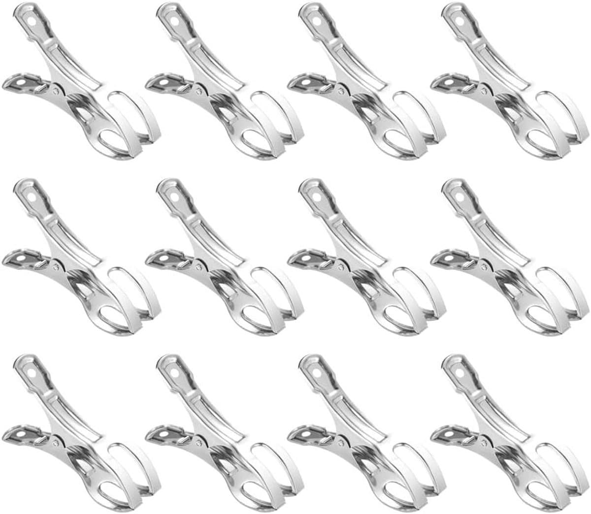 Grote en Sterke Wasknijpers - 12 Stuks RVS Klemmen voor Zware Kleding en Windbestendig Gebruik (11 * 6cm) — afbeelding 1