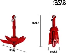 Vouwbare Grapnel Anker Kit 0.7kg voor Kano, Jetski en Paddleboard met 10m Touw en Draagtas - Rood — thumbnail 1