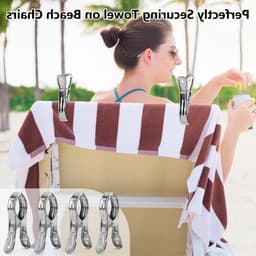 Set van 8 RVS Kledingknijpers voor Grote Handdoeken, Ideaal voor Strand, Kamperen en Was, Duurzame en Sterke Tension Clips voor Handdoeken en Badhanddoeken — thumbnail 4